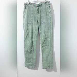 Anthropologie The Wanderer Green Floral Print Seamed Front Skinny Leg Jeans 26